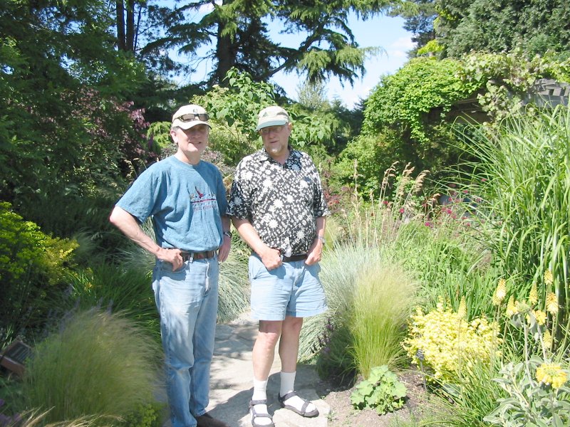 Bill and Randy among the sedges at Bellevue Botanical Gardens
