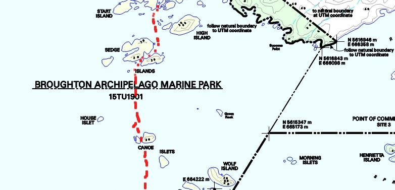 Map of northern middle portion of Broughton Archipelago