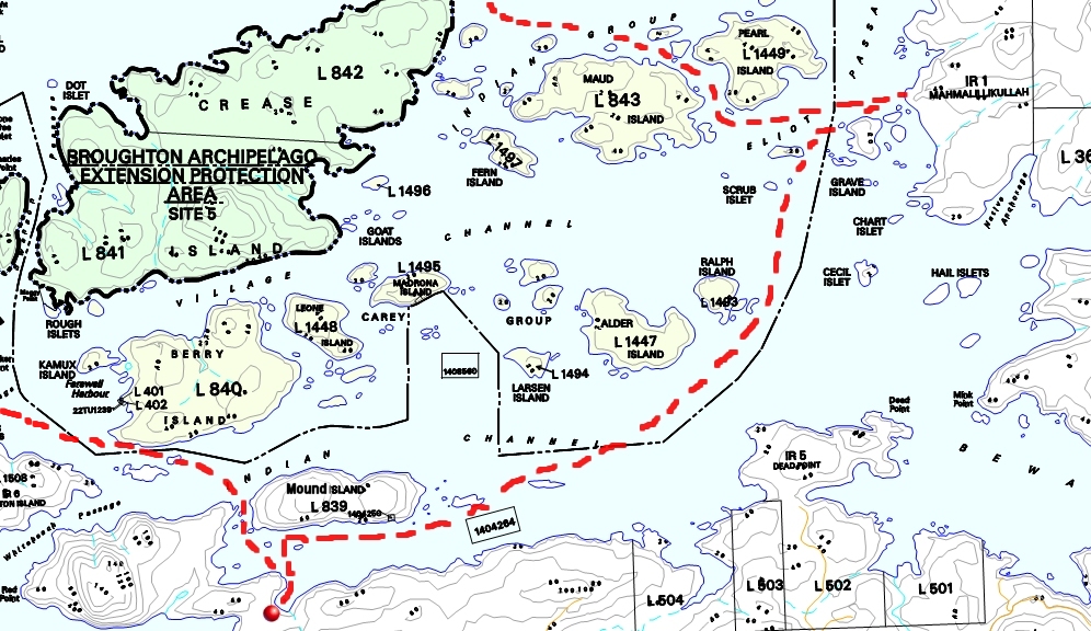 Southern portion of Broughton Archipelago Provincial Marine Park