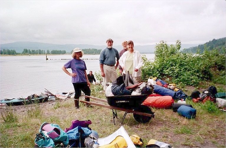 Hauling gear to boats at County Line Park